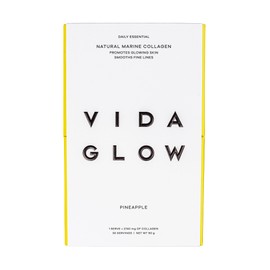 Vida Glow - Natural Hydrolyzed Marine Collagen Sachets | Promotes Glowing Skin + Smoothes Fine Lines (Pineapple, 30 Sachets)