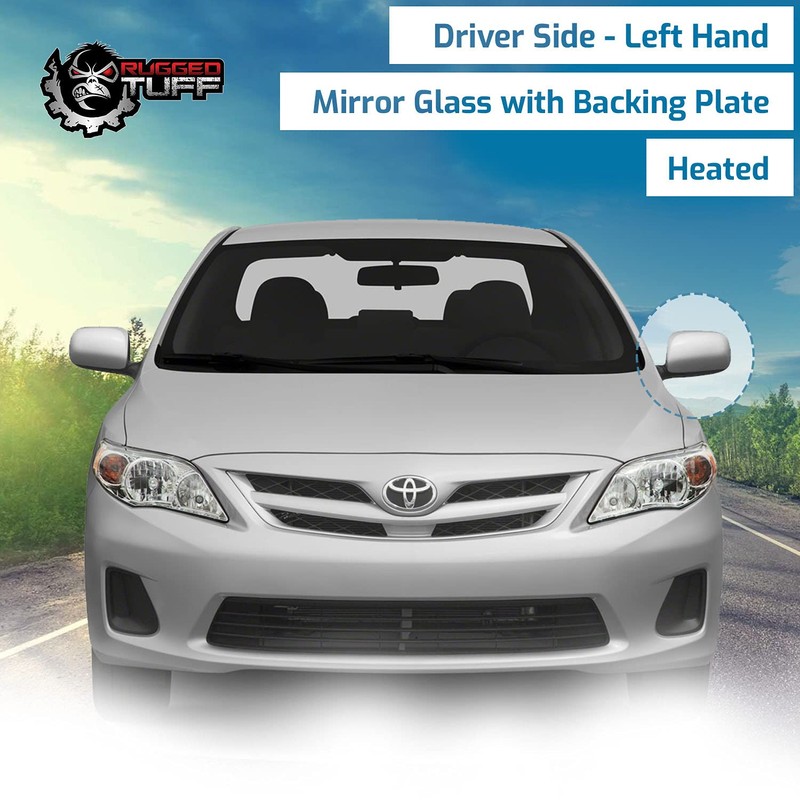 Driver Side Mirror Glass Assembly With Plastic Backing Plate Heated