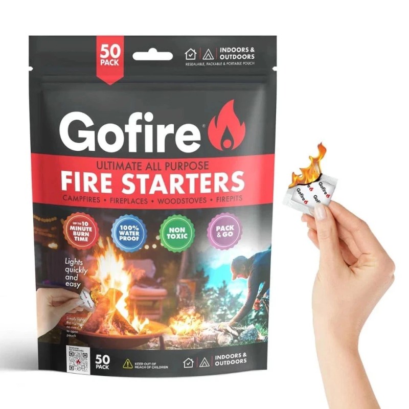 Gofire 50pc FIRE STARTERS Camping Hiking Backpacking Campfire Fireplace Grill