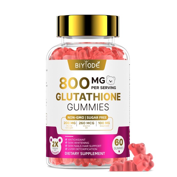 BIYODE Glutathione Supplemnet Gummies for Women: Glutathione 800mg Support Skin