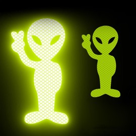 Reflective Car Stickers, Alien Car Decal Reflective Decals, Car Window Decals, Funny Car Stickers for Night, Rain Or Fog, Backpacks