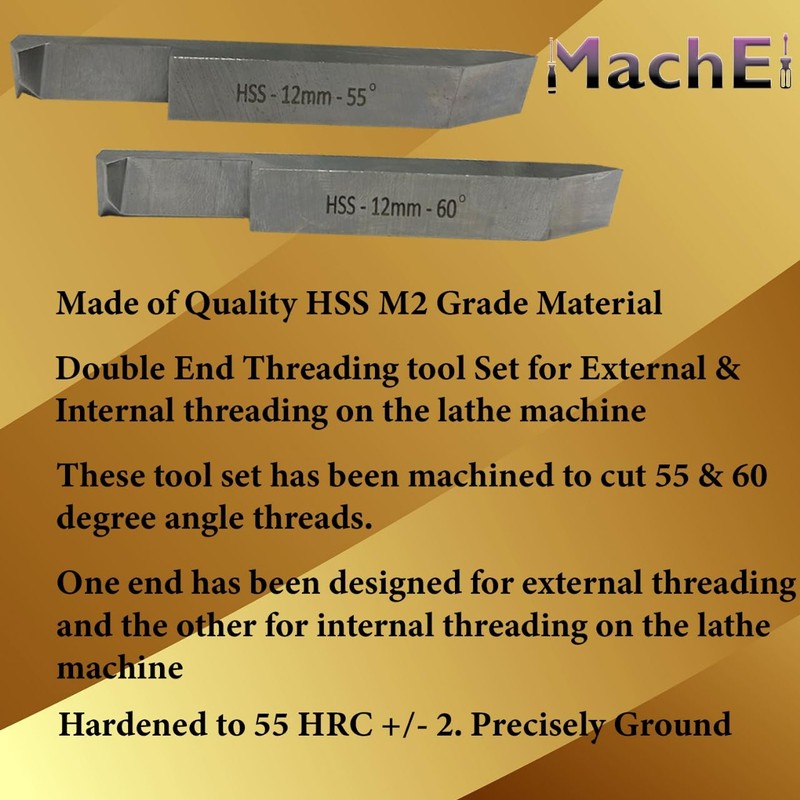 MachEl Double End Internal External Threading HSS Tool Set for