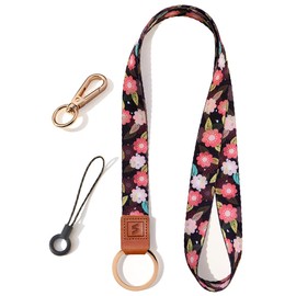 SENLLY Neck Strap Lanyard Strip with Genuine Leather for Keys, ID Badge Card Holder, License Holder, Mobile Phones
