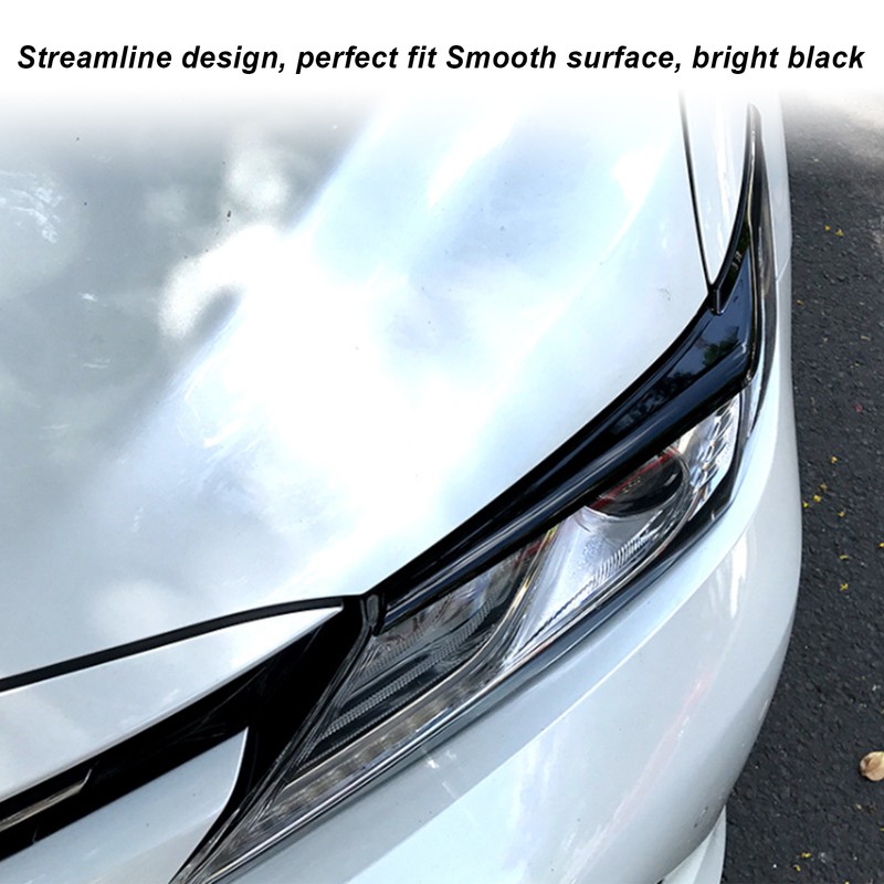 1 Pair Car Headlight Eye Lid Covers Bright Black Smooth