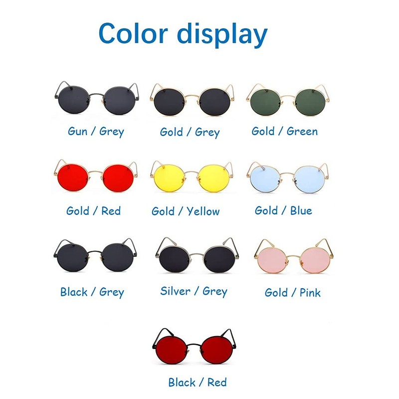 BOUACOUA Retro Steampunk Style Sunglasses Round Metal Frame Sunglasses for
