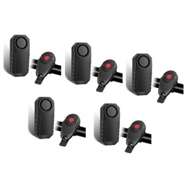 USUPERINK 113dB Bike Alarm, Motorcycle Alarm, Bicycle Alarms with Remote, Moped Alarm System, Car Vibration Sensor Alarm, Universal Strap Fits All Handlebar Sizes, IP65 Waterproof Super Loud, 5Pack