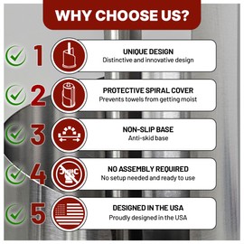 OLIXAN,Stainless Steel Paper Towel Holder Countertop, Modern Spiral Cover Design,Keep Paper Towel Clean,Weighted Base for Stability, Freestanding Easy One-Handed Operation for Kitchen Bathroom (Black)