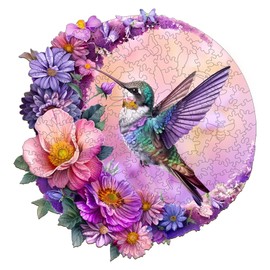 Jigfoxy Wooden Jigsaw Puzzles for Adults, Hummingbird Wooden Puzzles for Adults 280pcs, Unique Animal Shape Wood Puzzles, Birthday Gifts for Family Friend with wooden box(13.3 * 12.8in)
