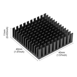 Heatsink Kit 40x40x11mm + 3M8810 Thermal Conductive Adhesive Tape, Cooler Aluminum Heat Sink for Cooling 3D Printer Stepper Motor TEC1-12706 Thermoelectric Peltier Module (Black, 4 Pack)