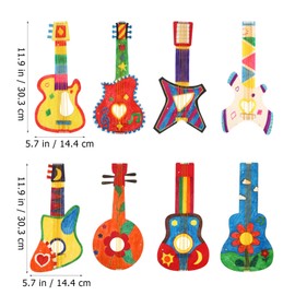 JOINPAYA Unfinished Wood Guitar Cutouts, 8pcs Wooden Electric Guitar Shaped Slices Embellishments Unfinished Wood Ornaments Christmas Home Craft Decorations