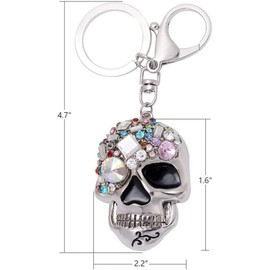 shilipu Punk Style Skull Styling Rhinestones Keychain 3D Skull Keyring Car Keychains for Men Women Charm Purse Handbag Gift