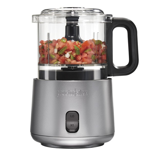 Proctor Silex Durable Electric Vegetable Chopper & Mini Food Processor for Chopping, Puree & Emulsify, 3.5 Cups, Gray