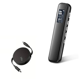 BoxWave Cable Compatible with Surfans Digital Voice Recorder - PD miniSync (240W), Retractable PD 240W Portable USB Type-C Cable - Jet Black