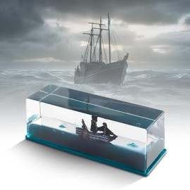 ZYEKIU Cruise Ship Fluid Drift Bottle, Unsinkable Boat in a Box, Bottle, Acrylic Unsinkable Boat in a Box, Ship Model Decor, Office and Home Boat Run Decoration (Black Pearl)
