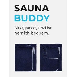 Sowel® Sauna Kilt for Men, Sauna Towel, Sauna Sheet made of 100% Organic Cotton, 60 x 140 cm, Navy/Grey