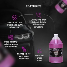 Lanes Car Wash and Wax - Car Wash and Wax in One, Grape Scented Car Wash, Safe for All Surfaces, Concentrated Soap Wax Formula (1 Gallon)