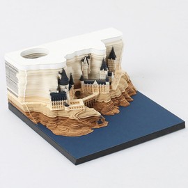 Bloc de Notas 3D, Notas Adhesivas 3D DIY, Bloc de Notas de Arte Tallado, Castillo Mgico con Luz, Rasgable, Castillo Revelador, Pegatinas Creativas,...