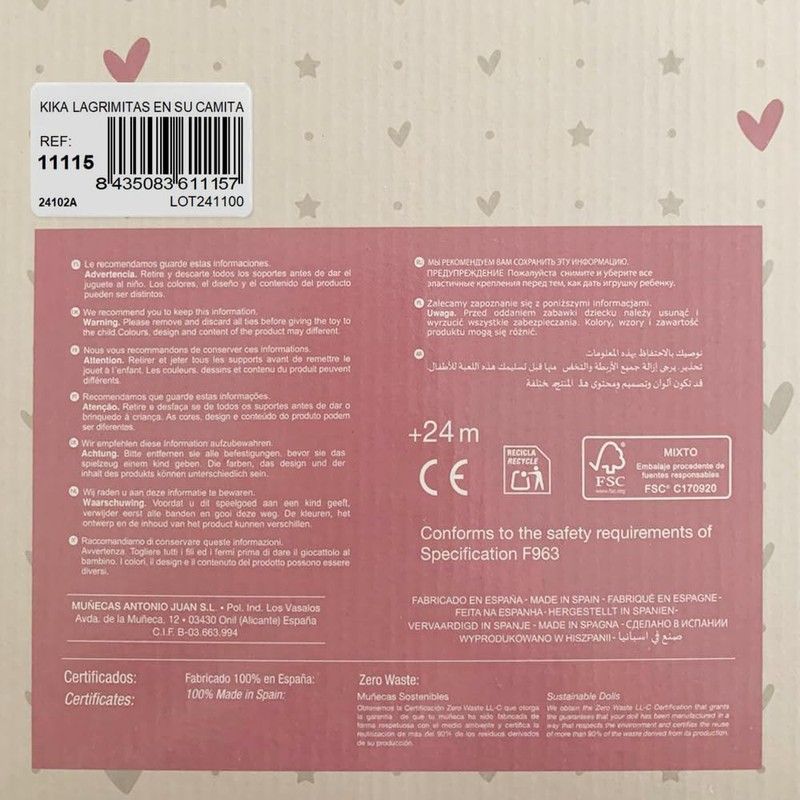 Antonio Juan Kika 27 cm Crying Doll without Teat Pink