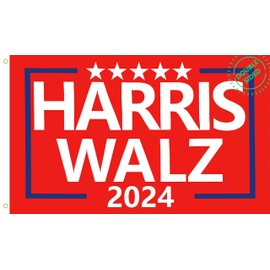 Harris Walz 2024 Flag Double Sided for President Election, Kamala Harris Tim Waltz Flags Banner 3×5 Ft Outdoor with Grommets,Double Stitched,3-Layer Design,Red