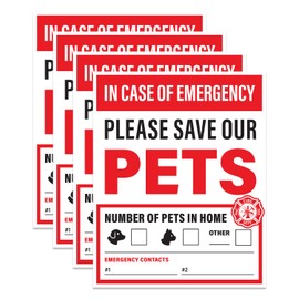 4pcs In Case of Emergency Save Pets Sticker | Pet Fire Rescue Sticker, Dog Inside Fire, Pet Alert Stickers for House | Weatherproof Outdoor Vinyl, 4" x 5"