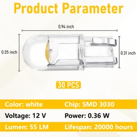 30 PCS Car 194 LED Bulbs, 168 2825 W5W T10 Wedge COB LED Replacement Bulb, 6000K License Plate Light Bulb, Error Free Interior Bulb for Dashboard Light, Dome Lights,License Plate Lights (Yellow)