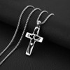 HZMAN Love Heart Cross Necklace for Men Women Stainless Steel