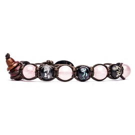 TAMASHII Mantra BHS200-33 MainApps Tibetan Rose Quartz Bracelet Taglia unica Cotton Onyx Quartz, Cotton, Onyx, quartz