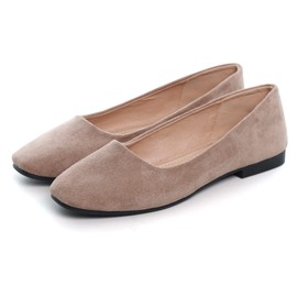 SAILING LU Square Toe Shoes Women Solid Ballet Flats Comfort Solid Flat Shoes for Work Slip On Moccasins Khaki Size 9