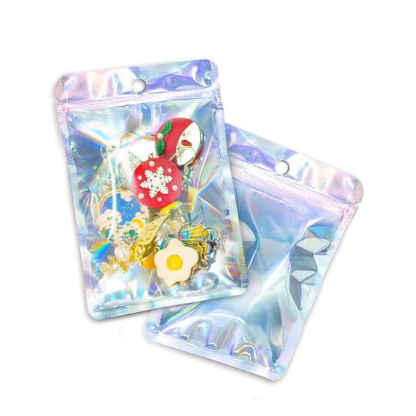 Holographic Resealable Bags 300 PCS (Outer Size 3.54x4.33 Inch/Inner Size
