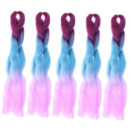 DOITOOL 5pcs Gradient Braid Hair Extensions Fashionable Synthetic Braiding Hair Accessories for Daily Wear Easy to Change Styles for Dress-up and Themed Events