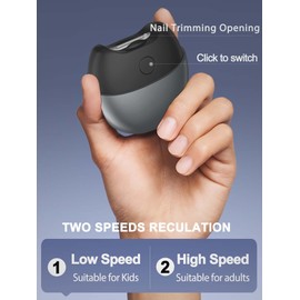 SCAIKTIG Electric Automatic Nail Clipper with Light, 2 Speeds, Magnetic Cover, Nail Scraps Storage, USB Rechargeable, Safety Electric Fingernail Trimmer for Kids, Adult, Seniors, Men, Caregivers, Grey