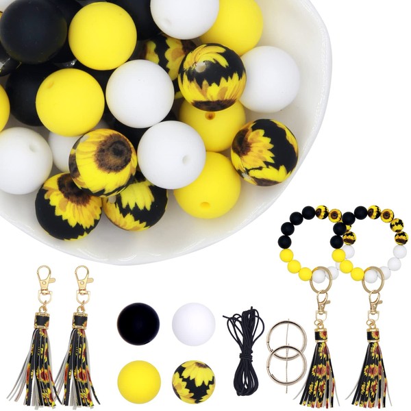 KJMYYXGS Silicone Beads for Keychain Making, 15mm Silicone Beads Bulk