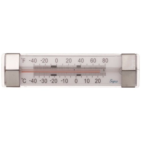 Supco ST06 Stainless Steel Horizontal Freezer Refrigerator Thermometer, -40 to 80 Degrees F