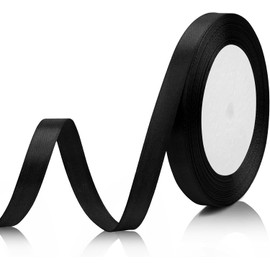 3/8 Inch 25 Yard Black Ribbon for Tree Ribbon Decorations, Fine Christmas Ribbon, Black Ribbon for Gift Wrap