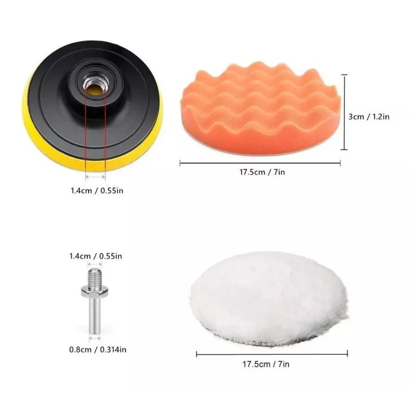 Dolores 8pcs 7in Esponja Coche Almohadilla Disco Pulir Encerar Borla