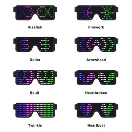 WOWSUN LED Glasses Light Up Dynamic Party Favor Glasses Festival Christmas USB Rechargeable LED Rave Glowing Flashing Glasses