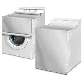 2 Pack Washer and Dryer Covers, Waterproof Washing Machine Cover with Zipper Dustproof Laundry Covers for Most Top/Front Load Washers & Dryers(Silver, 29" W x 28" D x 43" H)