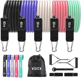 VEICK VEICK Resistance Bands, Exercise Bands, Workout Bands Set for Working Out with Handles for Men Women, Elastic Exercising Bands for Fitness Weights Work Out at Home Gym