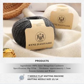 Cashmere Yarn, Inner Mongolian Cashmere Yarn for Crocheting and Hand Knitting, 26Nm/4 ply Warm, Soft, and Luxurious Worsted Yarn Great for Baby Garments, Scarves, Hats, and Craft (Black,1 ball)