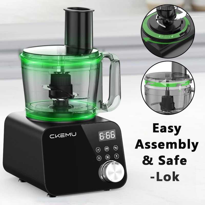 CKEMU Smart Food Processor and Vegetable Chopper, 6 Automatic Functions,