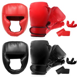 JLXMAXLJ 14 Pcs Boxing Set Boxing Equipment Set for Beginners Including 2 Pair of 6 oz Boxing Gloves Headgear Helmet Hand Wraps Mouth Guards Gifts for Adults Youth Beginners Training Equipment