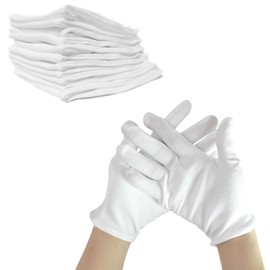 Dinghaole 5 Pairs of Cotton Gloves, White Eczema Cotton Moisturising Gloves for Dry Hands, Also Enjoy Three Different Sizes for Men, Women and Children, Breathable Washable Stretchable Gloves