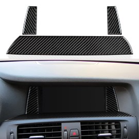 3pcs Car Centre Console Navigation CD Panel Sticker Cover Carbon Fibre Decal Trim Compatible with X3 F25 2011 2012 2013 2014 Interior Accessories ---Only for F25