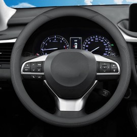SZYUCHEN Steering Wheel Cover for Lexus RX350 RX NX200T NX 350 NX300 NX350 ES ES350 IS250 IS350 IS300 RX450h IS460 300 LX LS UX F Sport Car Accessories, 2024 Black Leather 14.5-15 inch