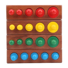 Montessori Studded Cylinder Blocks, Colourful Wooden Cylinder Pedestal Block Set, Early Learning Toy