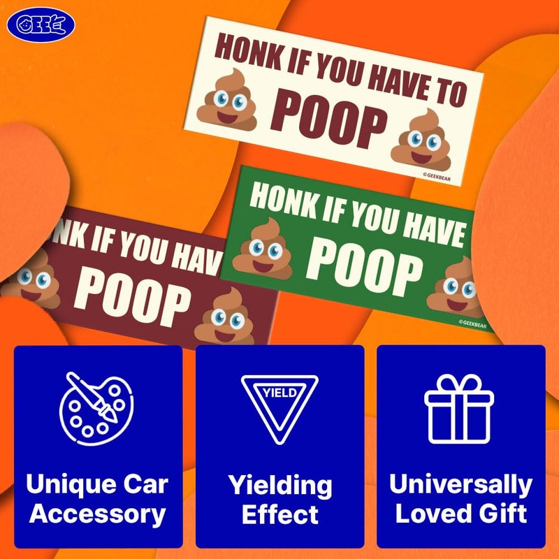 GEEKBAR Honk if You Have to Poop Car Magnet (Green)