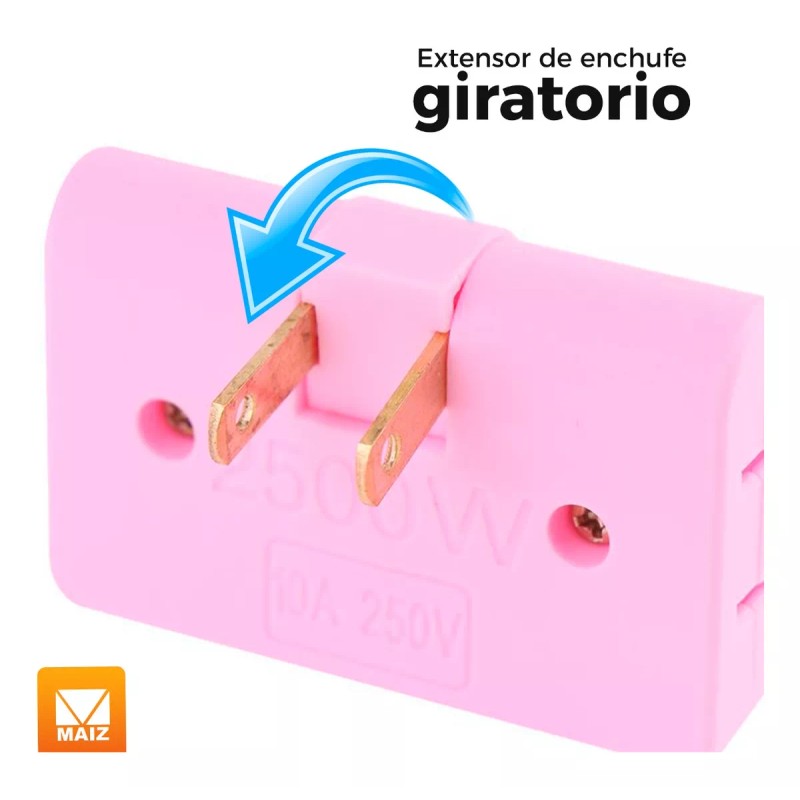 Maíz 3pz Adaptador Enchufe Bisagra Multicontacto Giratorio 180°