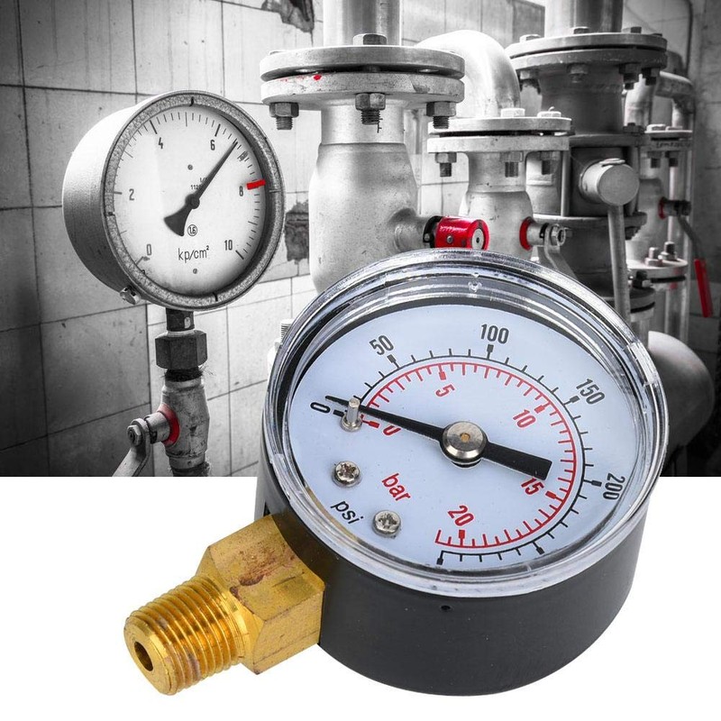 Mechanical Pressure Gauge, 1/8 Inch BSPT Pressure Gauge for Air,
