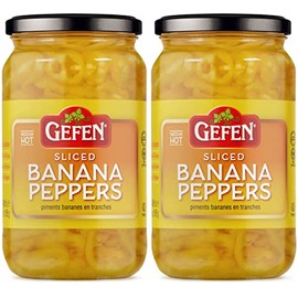 Gefen Deli Sliced Banana Pepper Rings, 16oz (2 Pack) | Mild Heat Hot Pepper Rings | No Stems | Perfect for Sandwiches, Salads, Nachos, and Delectable Appetizers | Certified Kosher