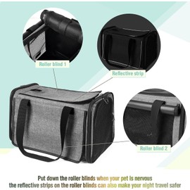 YUDODO 2 Packs 25 lbs Lightproof Pet Carriers Airline Approved Dog Cat Travel Soft Sided Carrier Reflective Mesh Safe Pet Cat Carrier Foldable Portable Puppy 2 Grey Green